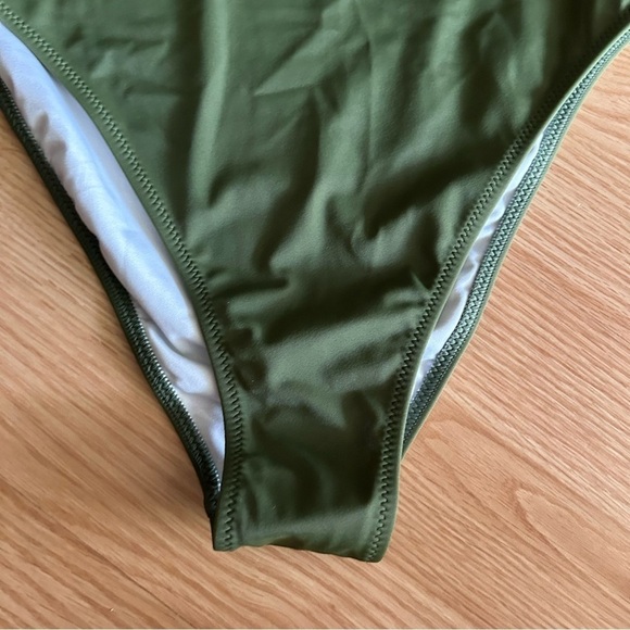 NWT Shade & Shore High Waist Cheeky Green Bikini Bottom Medium - Picture 2 of 7
